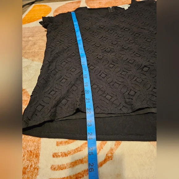 Market & Spruce Blouse Women's Large Lace Lined Short Sleeve Pullover Black Top - Picture 10 of 11